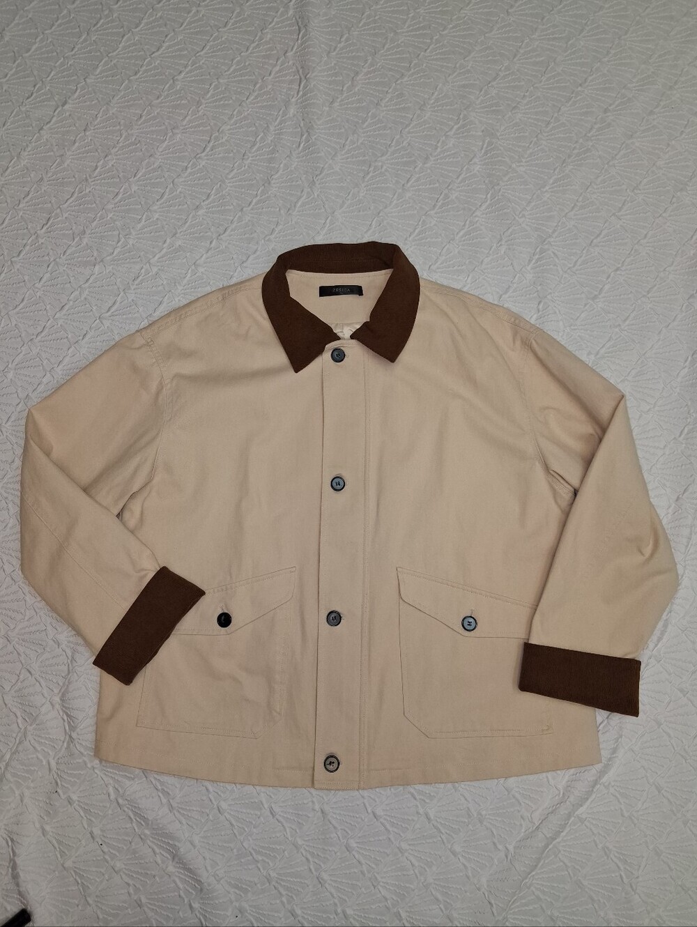 ZESICA Cream Jacket with Brown Trim Size XL - Picture 13 of 16